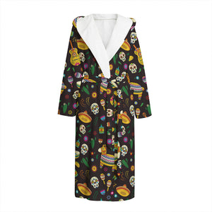 Cartoon Cinco de Mayo Pattern Print Hooded Bathrobe