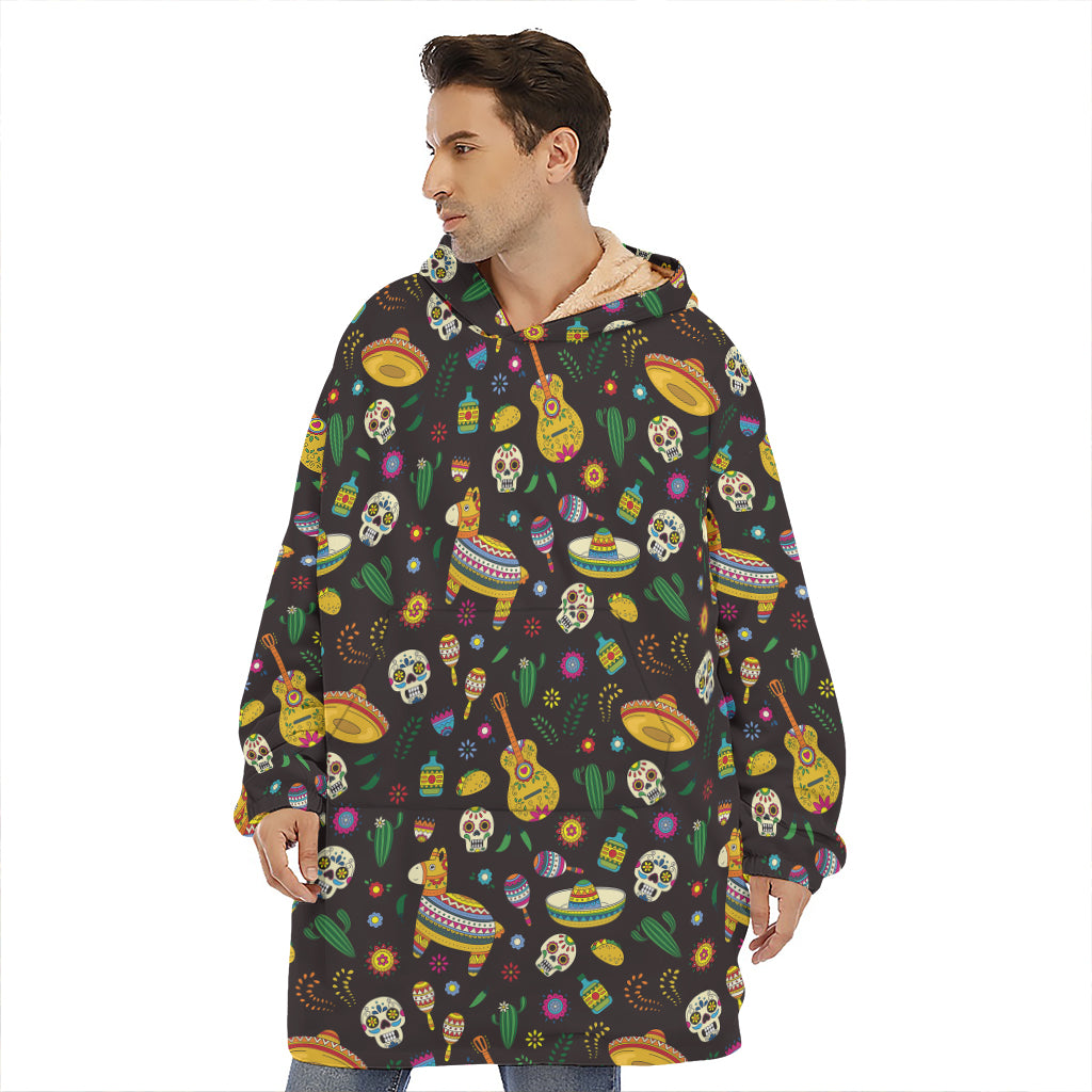 Cartoon Cinco de Mayo Pattern Print Hoodie Blanket