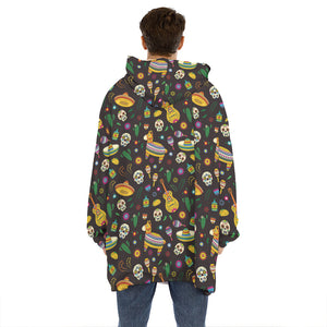 Cartoon Cinco de Mayo Pattern Print Hoodie Blanket