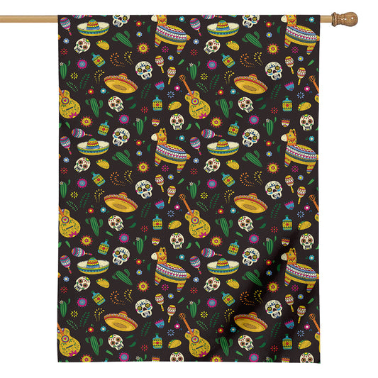 Cartoon Cinco de Mayo Pattern Print House Flag