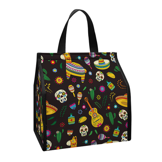 Cartoon Cinco de Mayo Pattern Print Insulated Lunch Tote