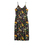 Cartoon Cinco de Mayo Pattern Print Jersey Midi Cami Dress