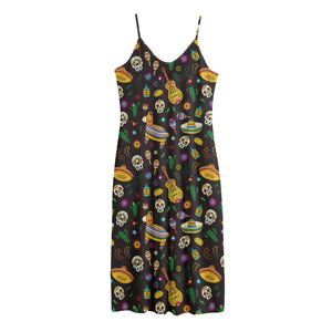 Cartoon Cinco de Mayo Pattern Print Jersey Midi Cami Dress