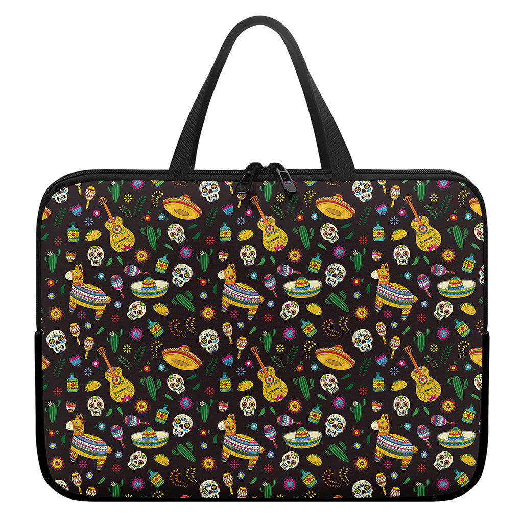 Cartoon Cinco de Mayo Pattern Print Laptop Sleeve With Handle