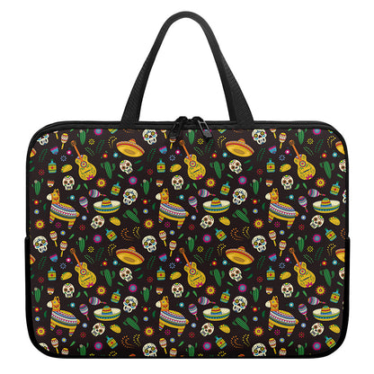Cartoon Cinco de Mayo Pattern Print Laptop Sleeve With Handle