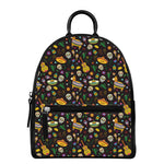 Cartoon Cinco de Mayo Pattern Print Leather Backpack