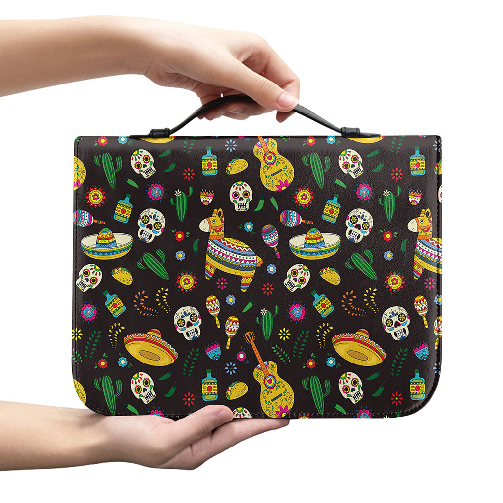 Cartoon Cinco de Mayo Pattern Print Leather Bible Cover