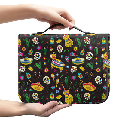 Cartoon Cinco de Mayo Pattern Print Leather Bible Cover