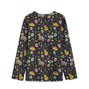 Cartoon Cinco de Mayo Pattern Print Long Sleeve Short Coat