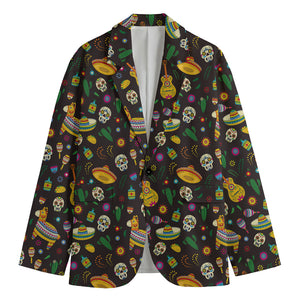 Cartoon Cinco de Mayo Pattern Print Men's Blazer