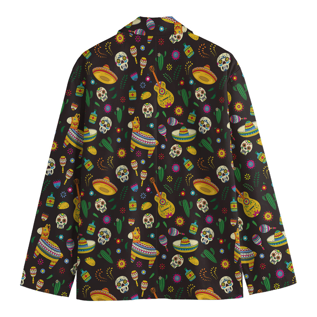 Cartoon Cinco de Mayo Pattern Print Men's Blazer