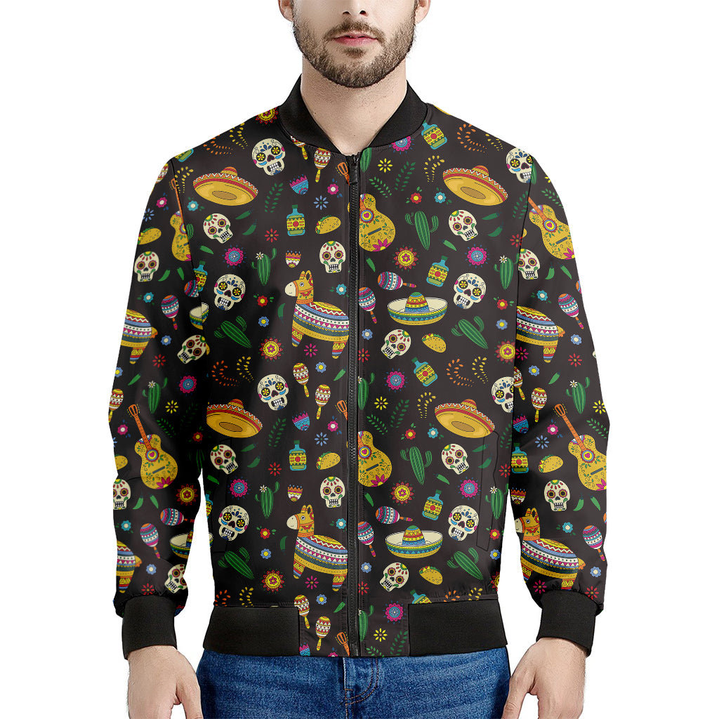 Cartoon Cinco de Mayo Pattern Print Men's Bomber Jacket