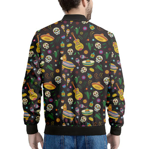 Cartoon Cinco de Mayo Pattern Print Men's Bomber Jacket