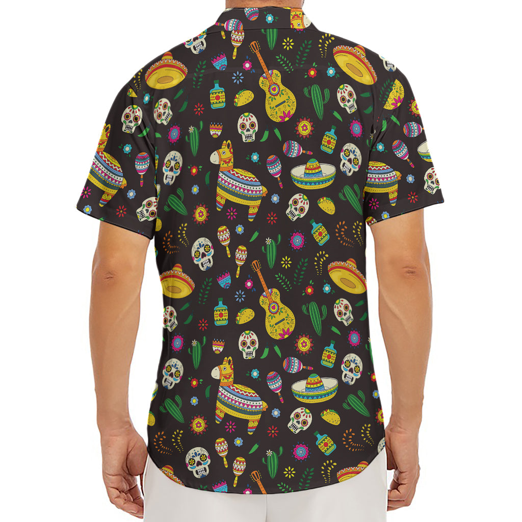 Cartoon Cinco de Mayo Pattern Print Men's Deep V-Neck Shirt