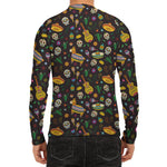 Cartoon Cinco de Mayo Pattern Print Men's Long Sleeve Rash Guard