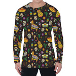 Cartoon Cinco de Mayo Pattern Print Men's Long Sleeve T-Shirt