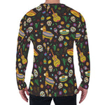 Cartoon Cinco de Mayo Pattern Print Men's Long Sleeve T-Shirt