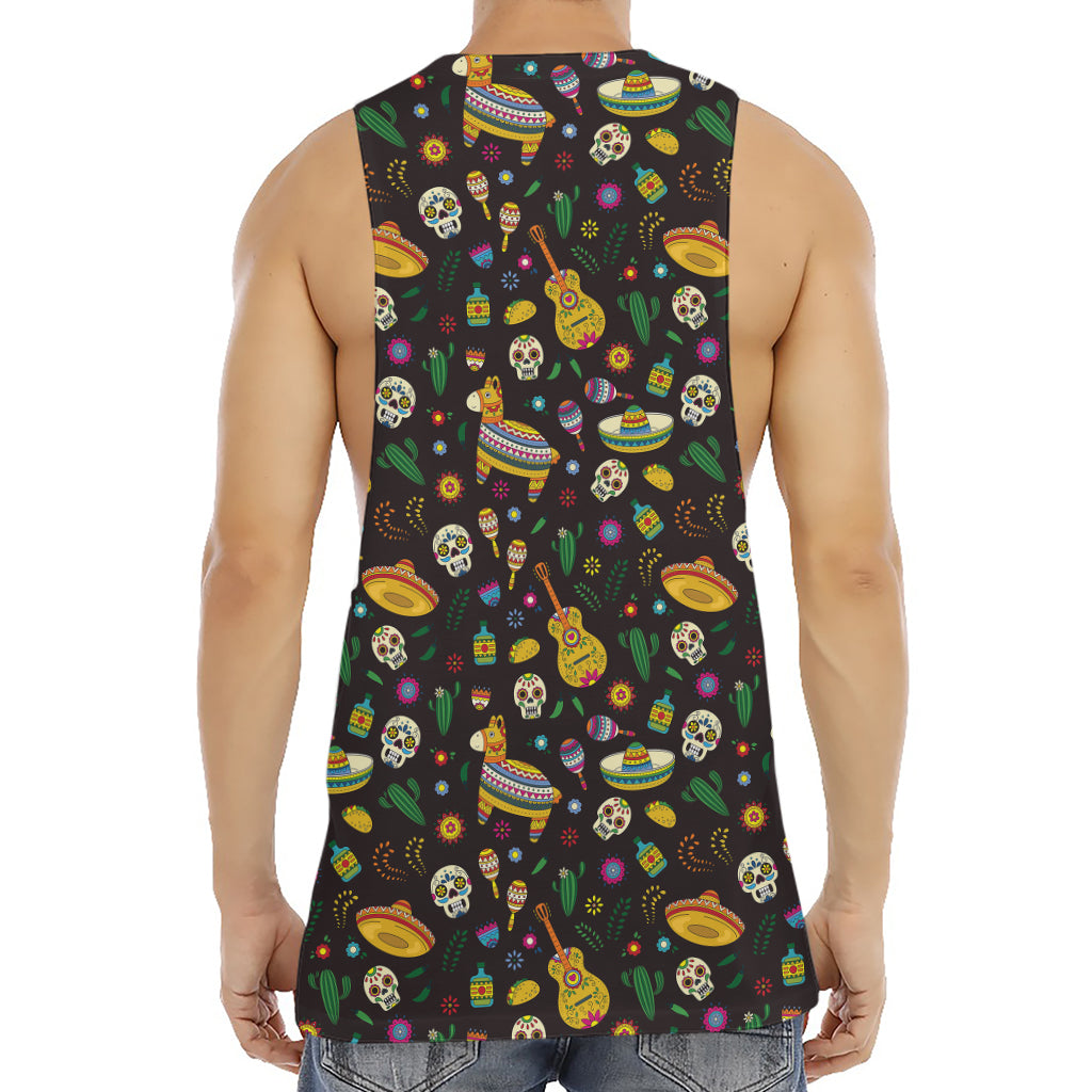 Cartoon Cinco de Mayo Pattern Print Men's Muscle Tank Top