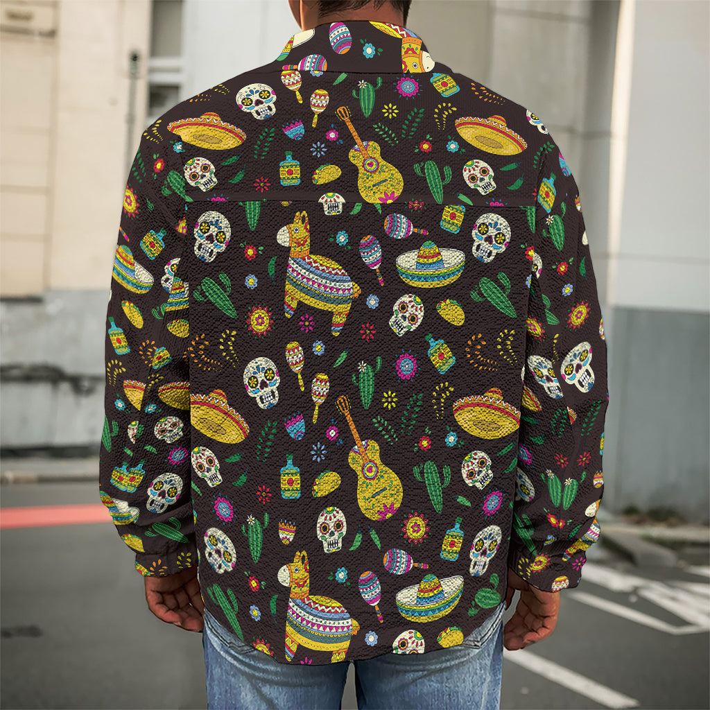 Cartoon Cinco de Mayo Pattern Print Men's Shirt Jacket