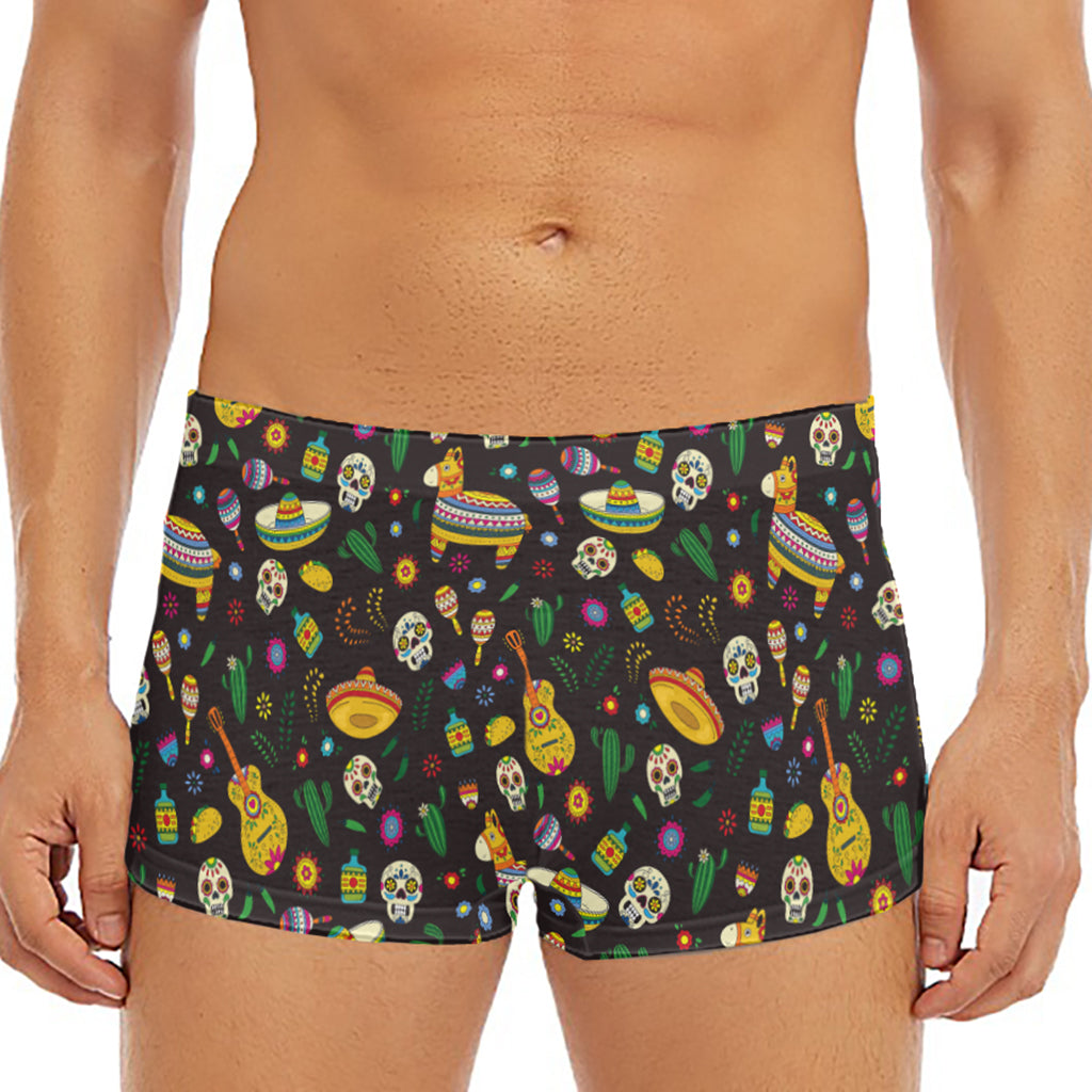 Cartoon Cinco de Mayo Pattern Print Men's Short Boxer Briefs
