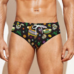 Cartoon Cinco de Mayo Pattern Print Men's Swim Briefs