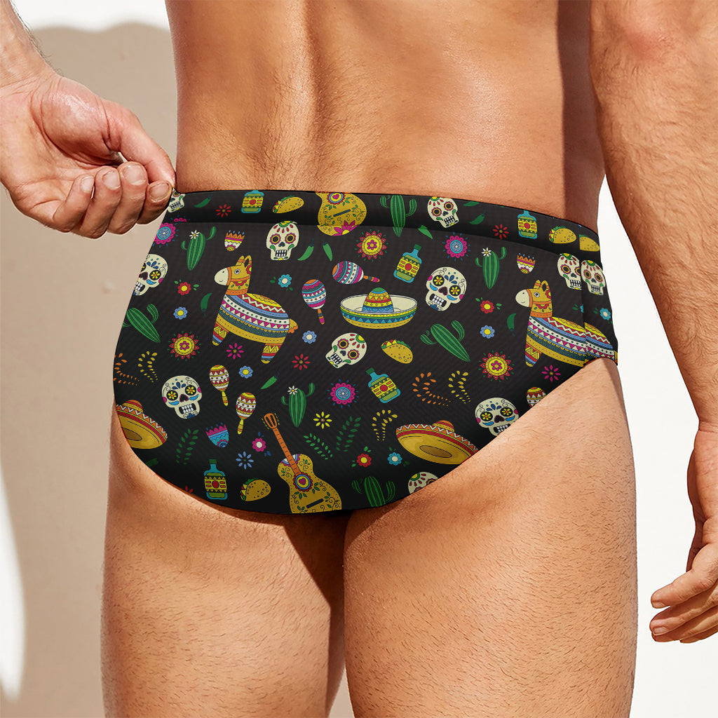 Cartoon Cinco de Mayo Pattern Print Men's Swim Briefs