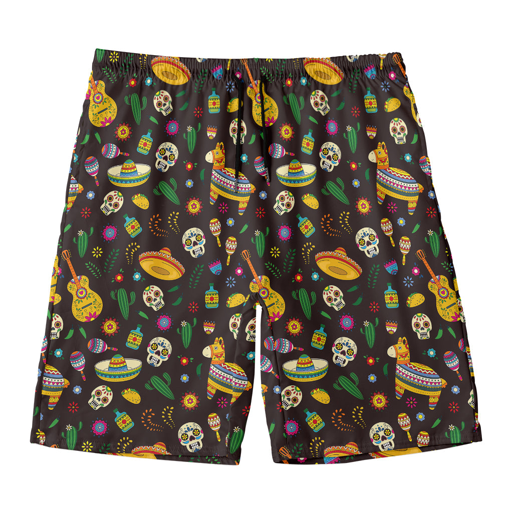 Cartoon Cinco de Mayo Pattern Print Men's Swim Trunks