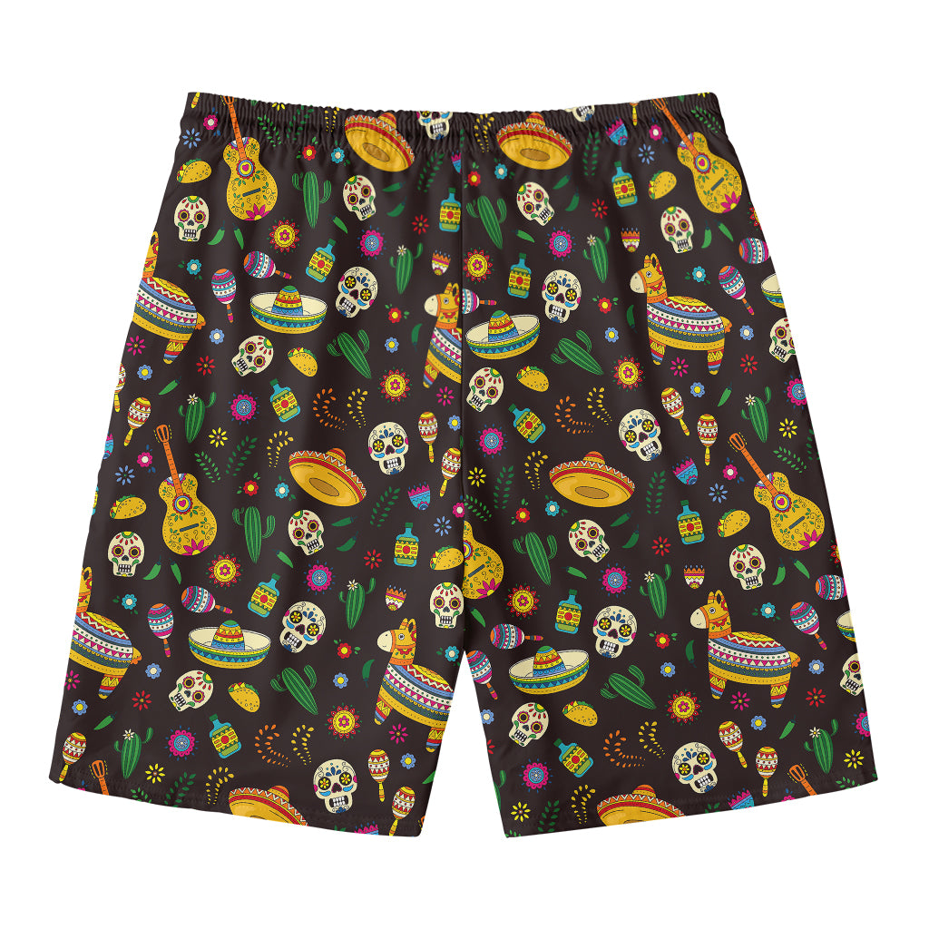 Cartoon Cinco de Mayo Pattern Print Men's Swim Trunks