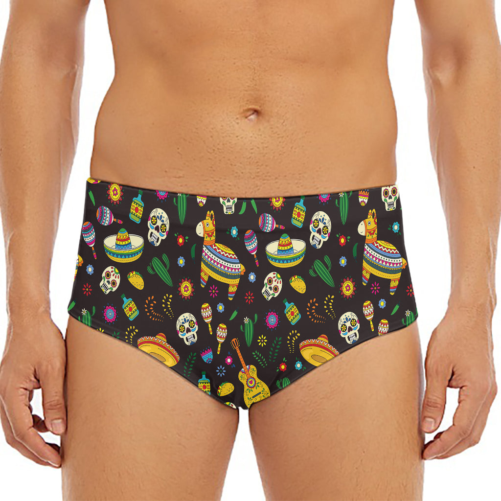 Cartoon Cinco de Mayo Pattern Print Men's Triangle Swim Briefs