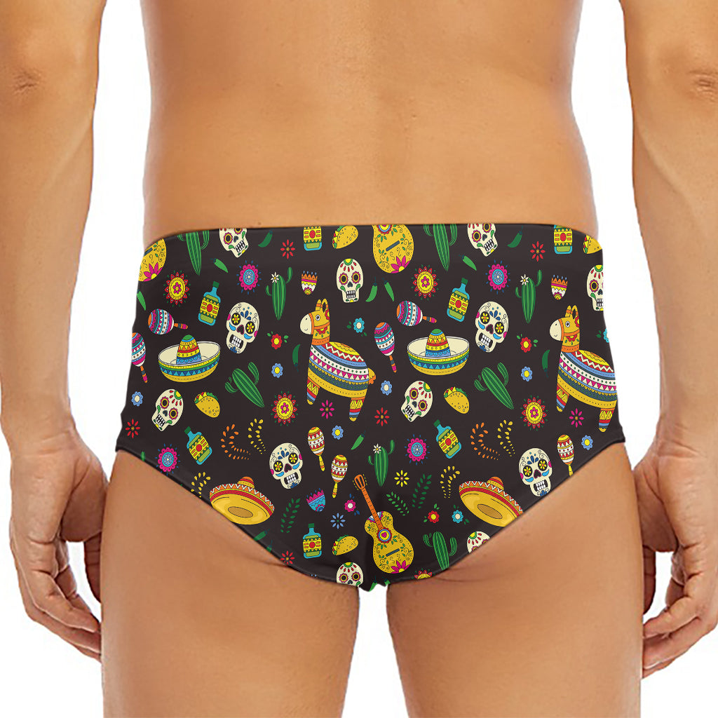 Cartoon Cinco de Mayo Pattern Print Men's Triangle Swim Briefs