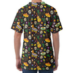 Cartoon Cinco de Mayo Pattern Print Men's Velvet T-Shirt