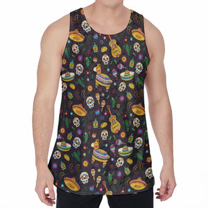 Cartoon Cinco de Mayo Pattern Print Men's Velvet Tank Top