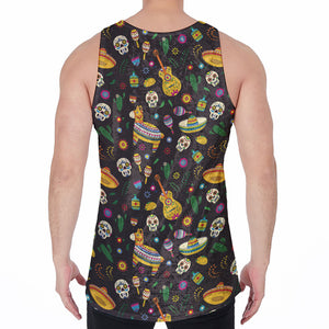 Cartoon Cinco de Mayo Pattern Print Men's Velvet Tank Top