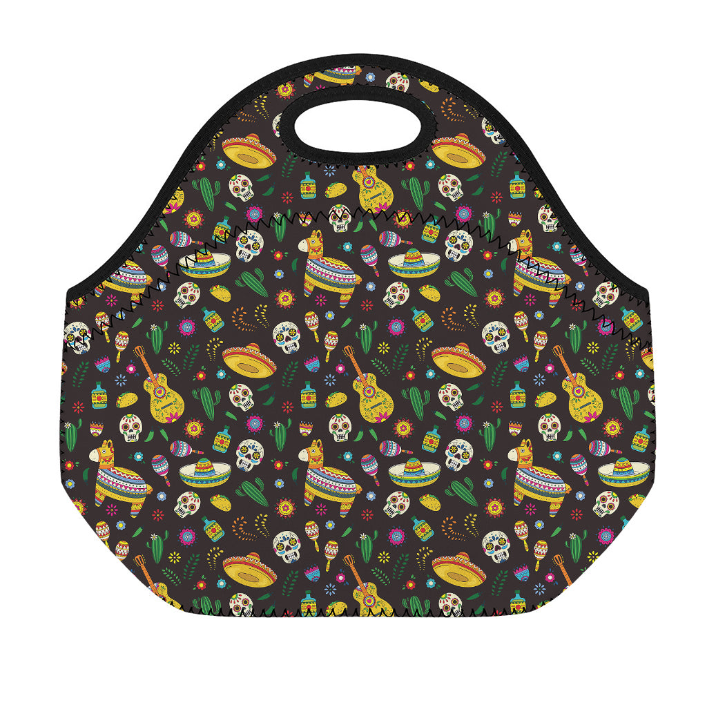 Cartoon Cinco de Mayo Pattern Print Neoprene Lunch Bag