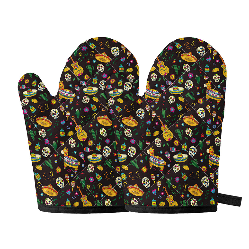 Cartoon Cinco de Mayo Pattern Print Oven Mitts