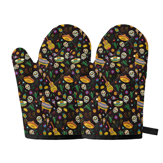 Cartoon Cinco de Mayo Pattern Print Oven Mitts