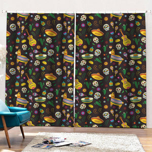 Cartoon Cinco de Mayo Pattern Print Pencil Pleat Curtains