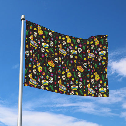 Cartoon Cinco de Mayo Pattern Print Polyester Flag