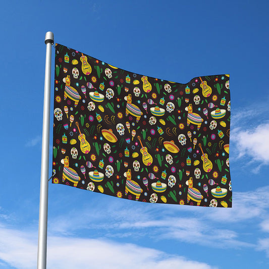 Cartoon Cinco de Mayo Pattern Print Polyester Flag
