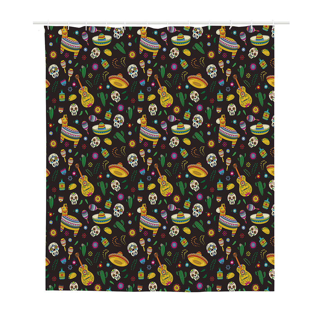 Cartoon Cinco de Mayo Pattern Print Polyester Shower Curtain