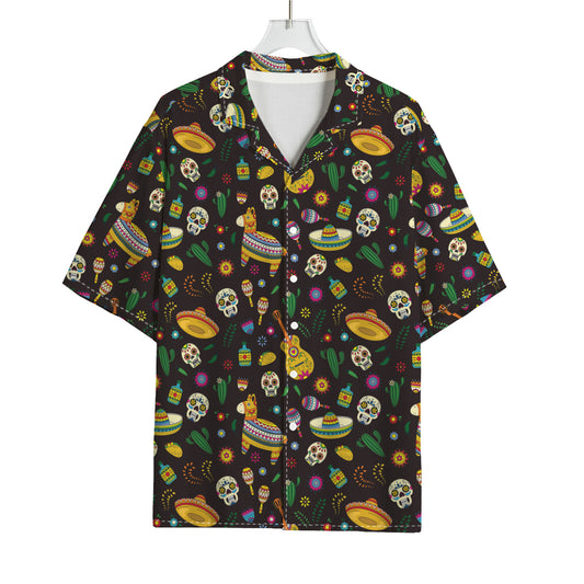 Cartoon Cinco de Mayo Pattern Print Rayon Hawaiian Shirt