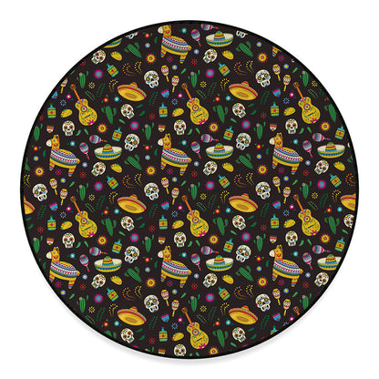 Cartoon Cinco de Mayo Pattern Print Round Floor Mat