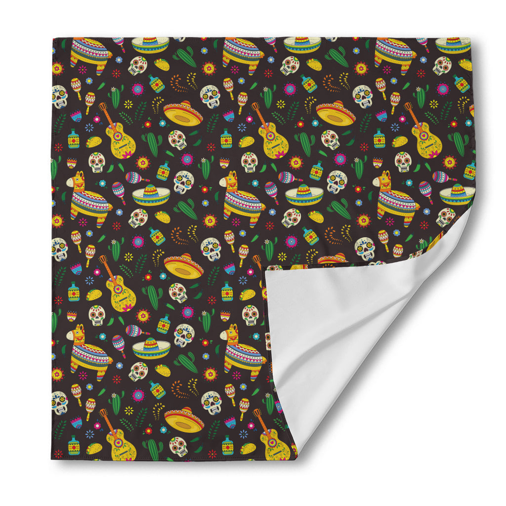 Cartoon Cinco de Mayo Pattern Print Silk Bandana