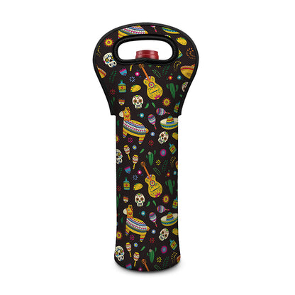 Cartoon Cinco de Mayo Pattern Print Single Neoprene Wine Tote