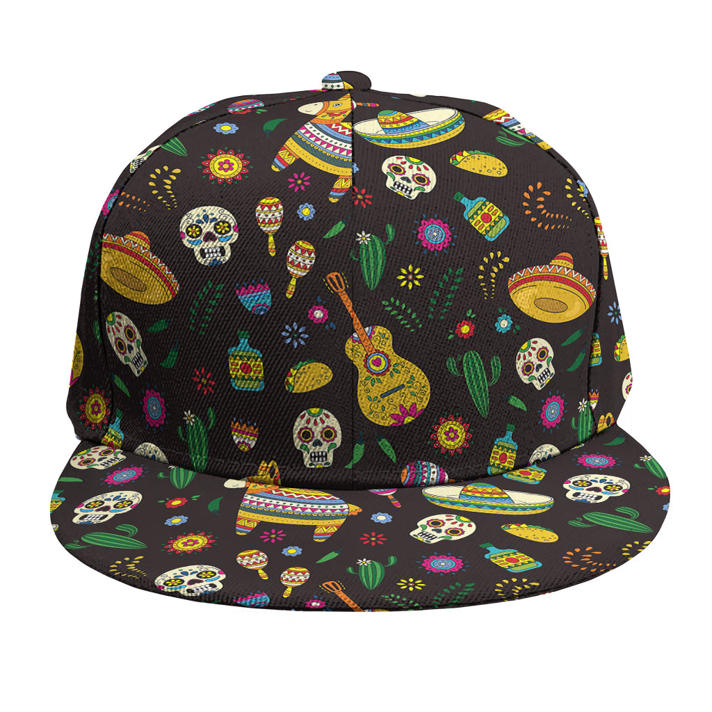 Cartoon Cinco de Mayo Pattern Print Snapback Cap