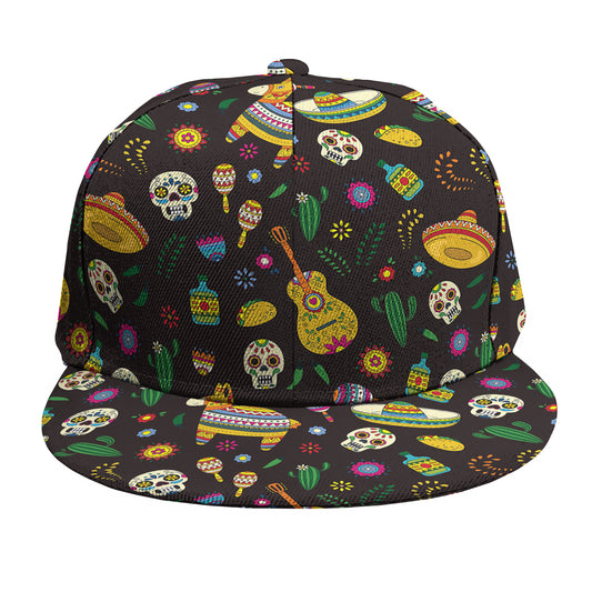 Cartoon Cinco de Mayo Pattern Print Snapback Cap