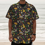 Cartoon Cinco de Mayo Pattern Print Textured Short Sleeve Shirt