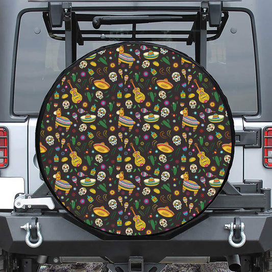 Cartoon Cinco de Mayo Pattern Print Tire Cover