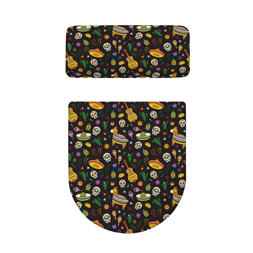 Cartoon Cinco de Mayo Pattern Print Toilet Lid And Tank Cover Set