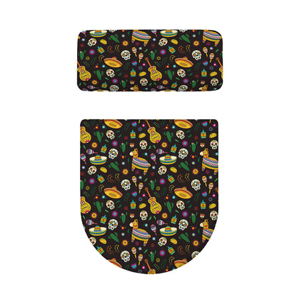 Cartoon Cinco de Mayo Pattern Print Toilet Lid And Tank Cover Set
